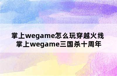 掌上wegame怎么玩穿越火线 掌上wegame三国杀十周年